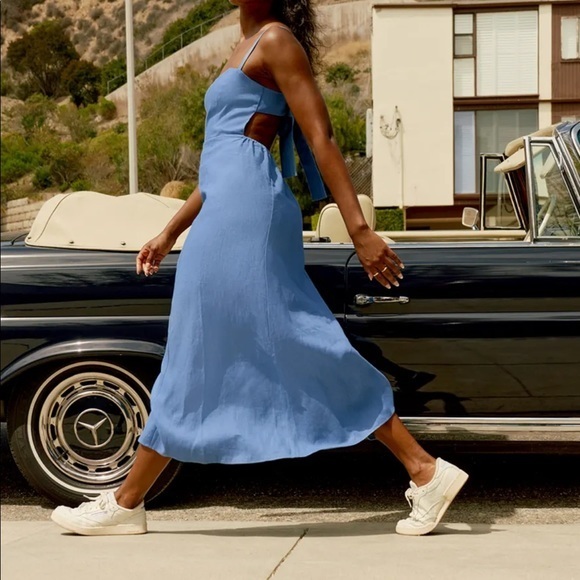 Reformation Starfruit Line Dress Blue - Picture 4 of 9